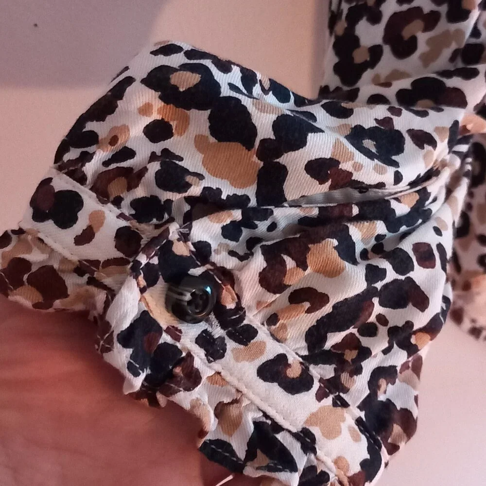 MAEVE Anthropologie Katia leopard print buttondown blouse with ruffles size 12 - Picture 11 of 15